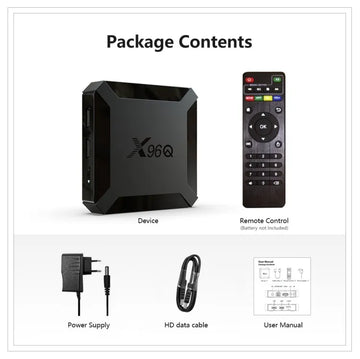 ANDROID 10.0 SMART TV BOX SET 4/64GB RAM QUAD CORE WI-FI 4K MEDIA PLAYER X96Q PRO