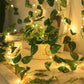 1pc LED Green Leaf Fake Plants String Lights, (2m/6.56ft 20 Led)