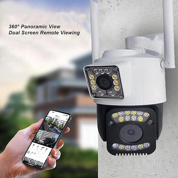 PTZ WIFI OUTDOOR DURAL LENS 2MP+2MP 4MP IN TOTAL DURAL IR LED COLORVU NIGHT VISION APP V380 PRo