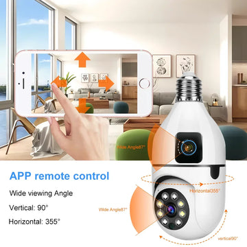 Wifi Dual Lens Camera 1080P Night Vision Bulb 360° Indoor Wireless IP Camera Baby Monitor V380 CCTV Security Protection