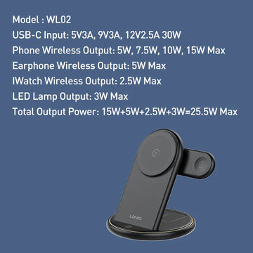 ]LDNIO 5 in 1 Wireless Charger Stand Smartwatch TWS Headset Magnetic Wireless Charger