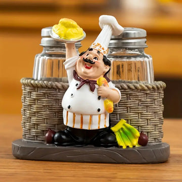 1pc Chef Glass Bottle Salt And Pepper Shaker