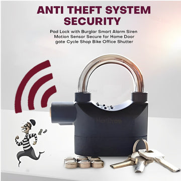 Anti Theft System Security Pad Lock with Burglar Smart Alarm Siren Motion Sensor Secure for Home Door gate Cycle Shop Bike Office Shutter