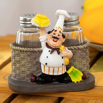 1pc Chef Glass Bottle Salt And Pepper Shaker