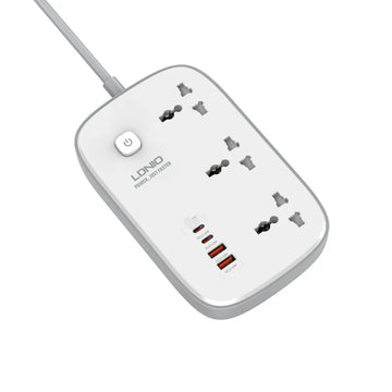 Ldnio SC3416 Universal Electrical Cord Strip 3 Outlets 4 GaN USB Port Multi Power Strip Plug Boar Extension Socket